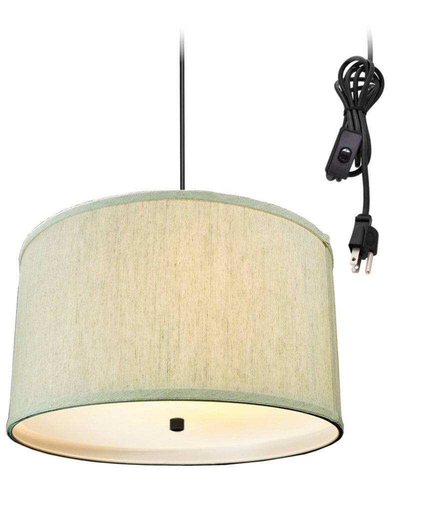 2 Light Swag Plug-In Pendant 18"w Textured Oatmeal with Diffuser, Black Cord