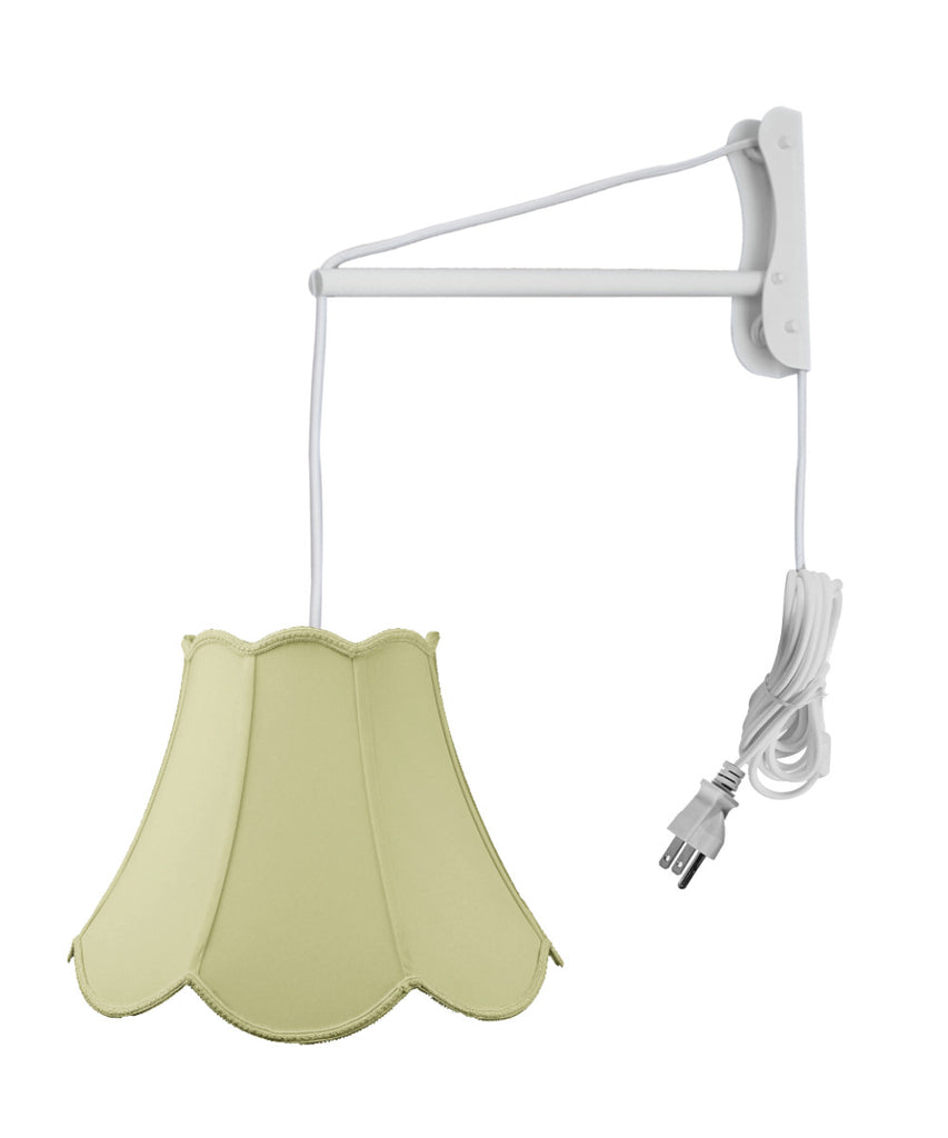 MAST Plug-In Wall Mount Pendant, 1 Light White Cord/Arm, Eggshell Shade 09x18x13