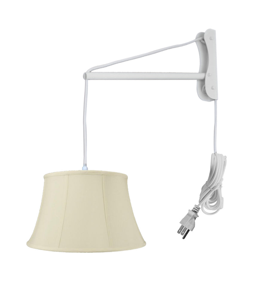 MAST Plug-In Wall Mount Pendant, 1 Light White Cord/Arm, Eggshell Shade 12x17x10