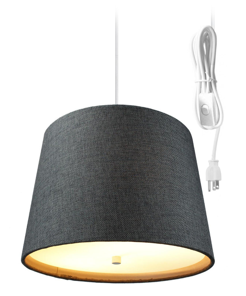 Drum 2 Light Swag Plug-In Pendant with Diffuser - Granite Gray Burlap