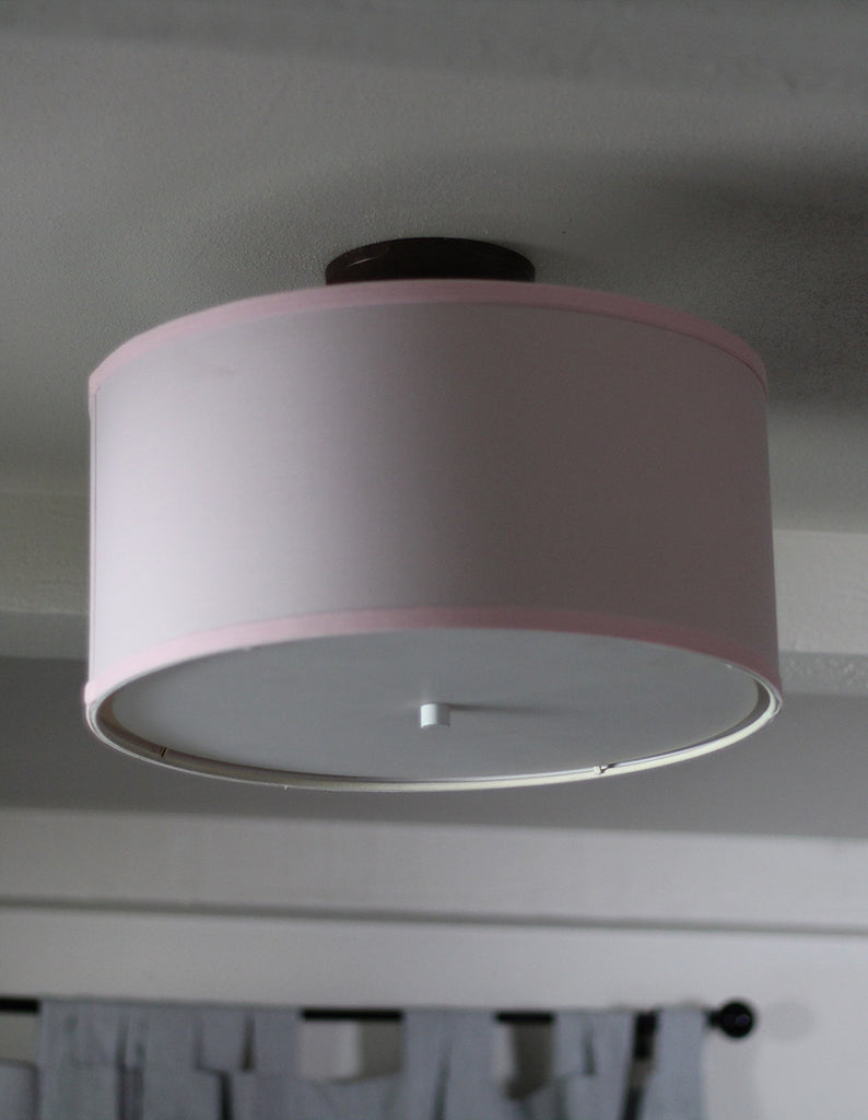 16" Moderne Flush Mount Kit - Pale Dogwood Pink Drum Shade