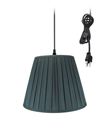 18"w 1-Light Plug-In Swag Pendant Lamp Black