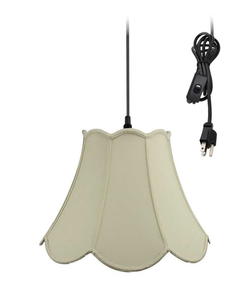 1-Light Plug In Swag Pendant Lamp Eggshell Shade