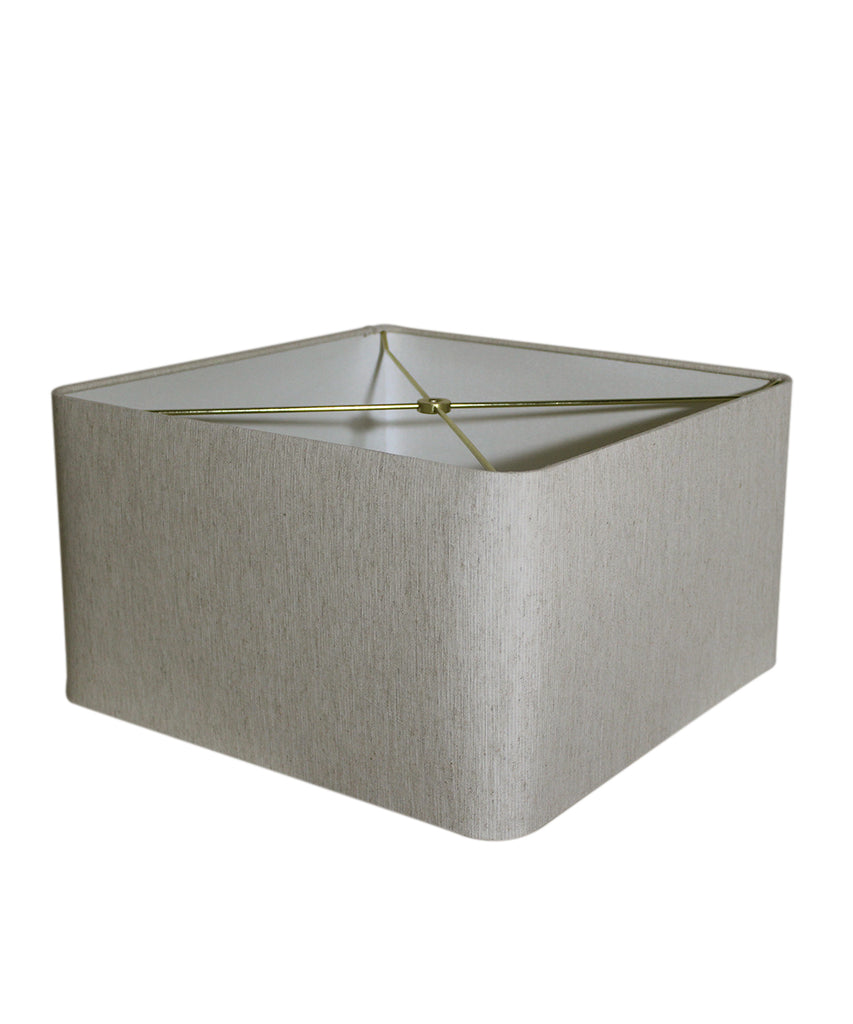 14x14x9 Rounded Corner Premiere Hardback Shallow Square Drum Lampshade Textured Oatmeal