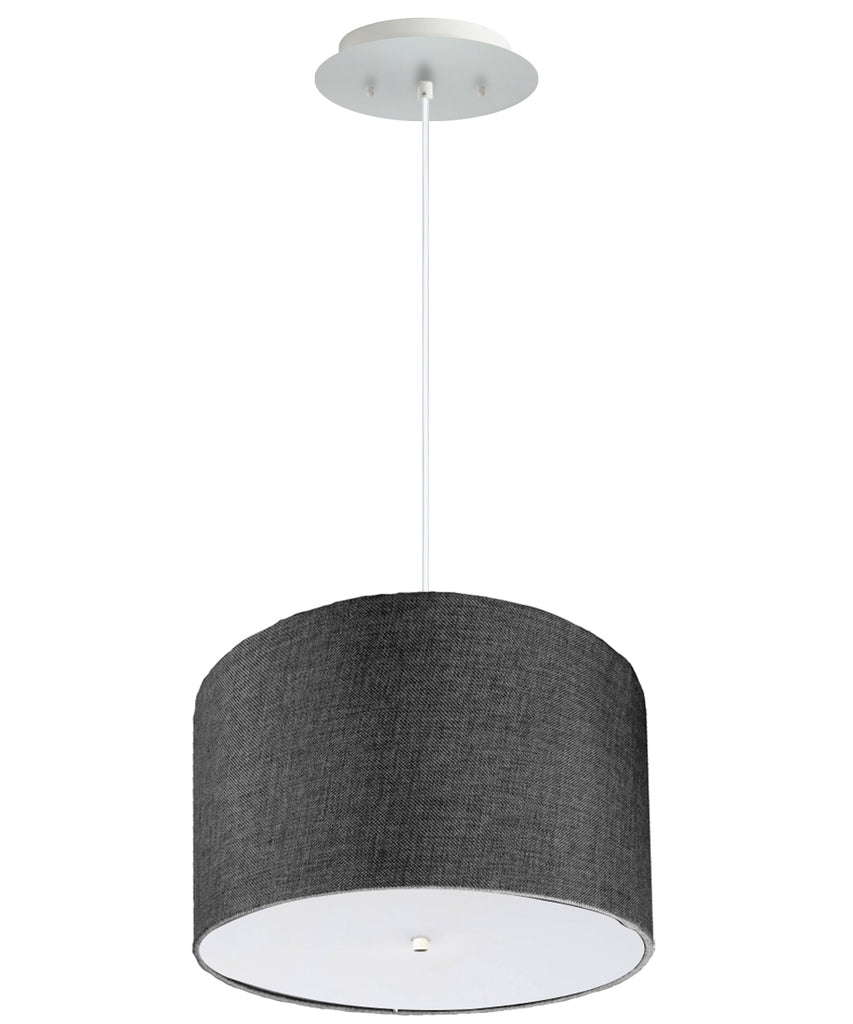 16" W 2 Light Pendant Granite Gray Shade with Diffuser, White Cord