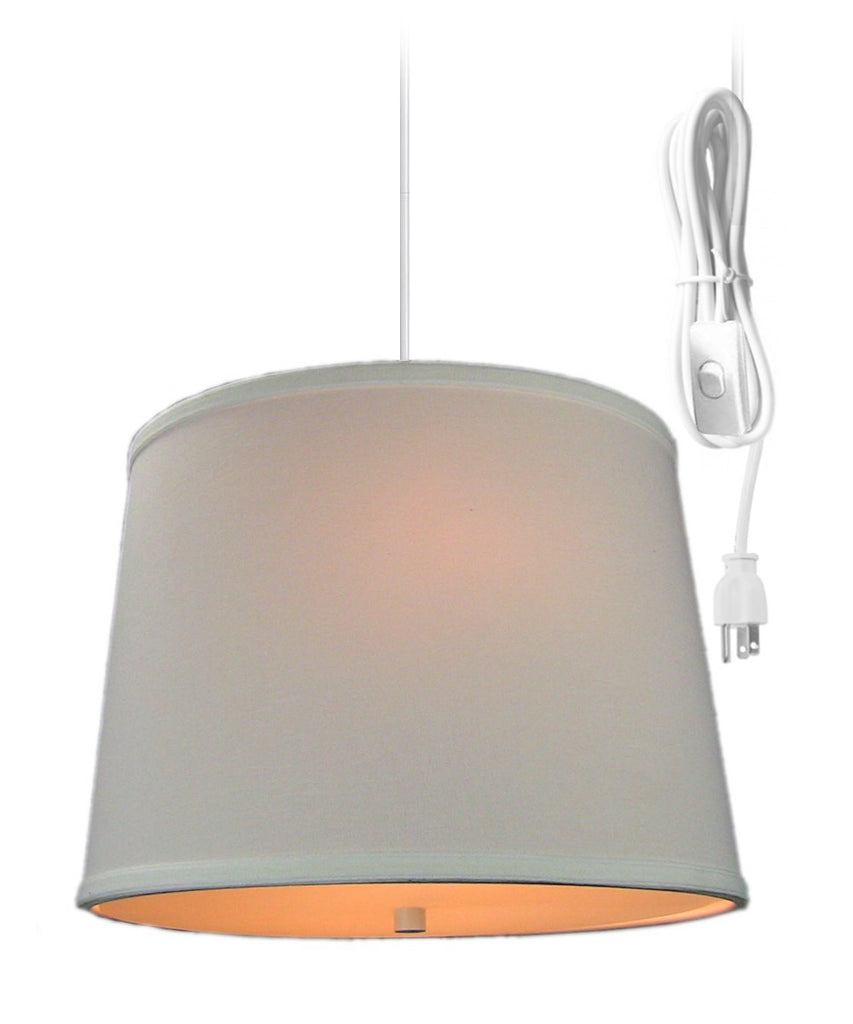 White Linen 2 Light Swag Plug-In Pendant with Diffuser