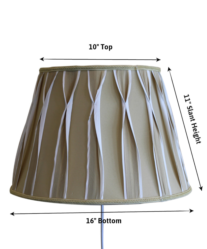 Floating Shade Plug-In Wall Light Beige/White Pinched Pleat Shantung Fabric 10x16x11