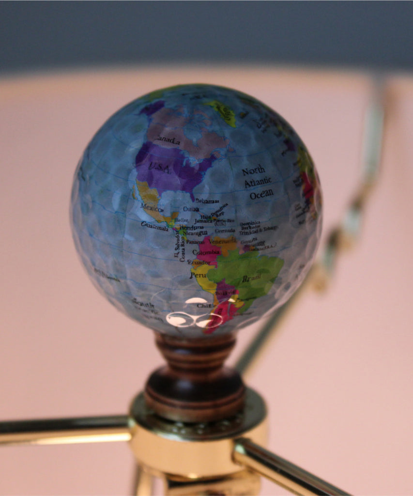 Earth Globe Lamp Finial, Blue Water with Colored Land Pattern, 2.25"h