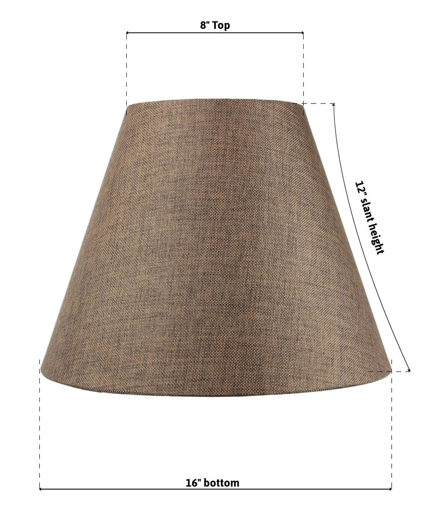 8x16x12 SLIP UNO FITTER Hard Back Empire Lampshade - Chocolate Burlap