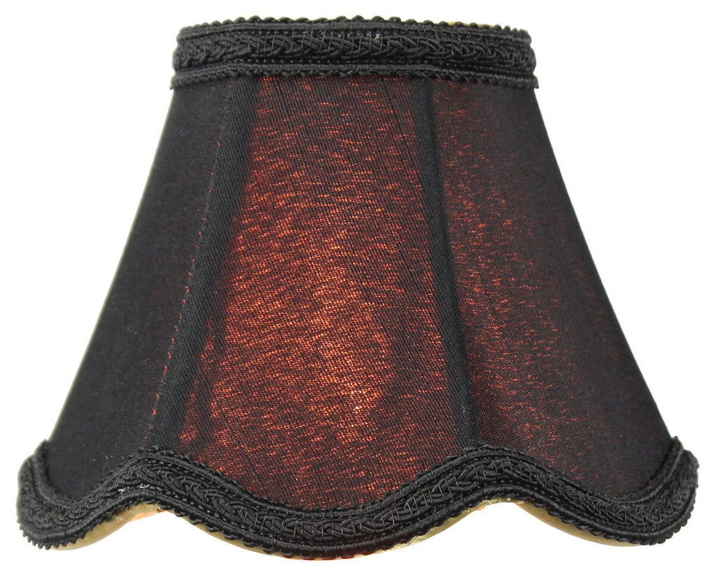 2.5x5x4 Crisp Linen Scallop Stretch Clip-on Candelabra Lamp Shade Black Fabric