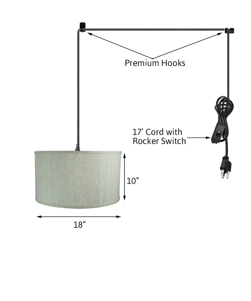 1-Light Plug In Swag Pendant Ceiling Light Textured Oatmeal Shade