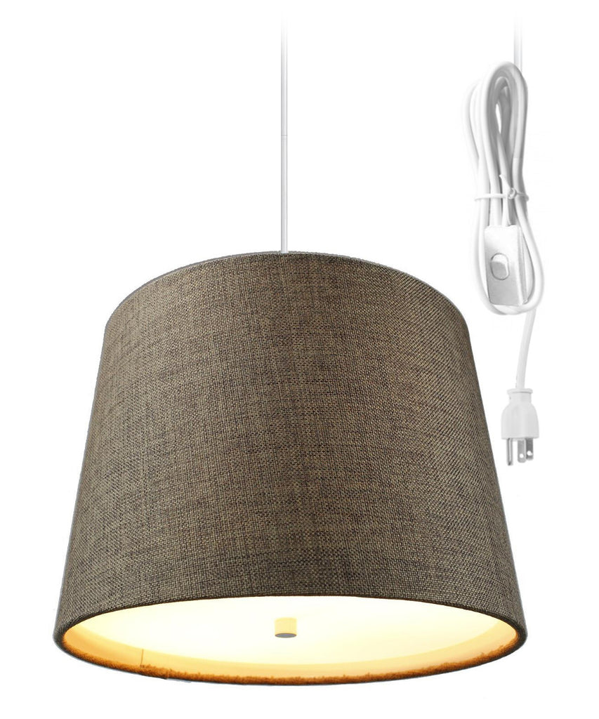 Drum 2 Light Swag Plug-In Pendant with Diffuser - Chocolate Burlap