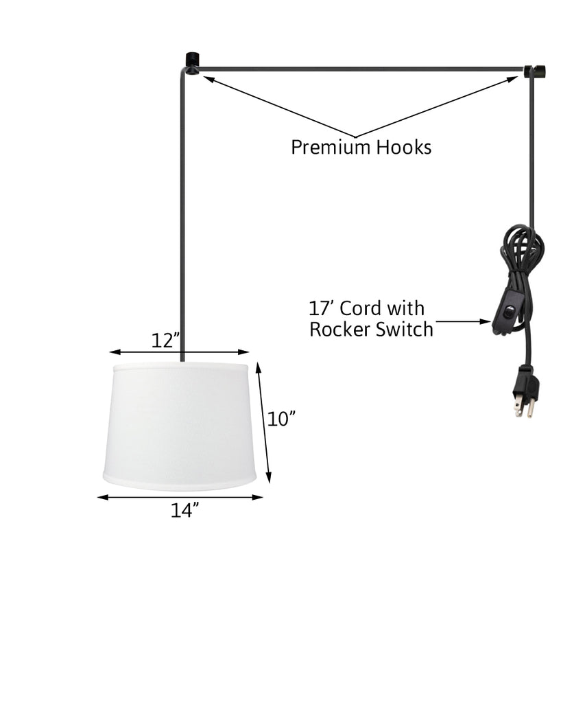 1-Light Plug In Swag Pendant Ceiling Light White Shade