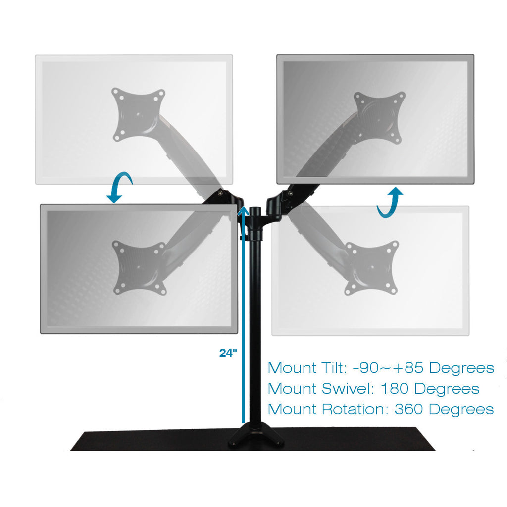 Sit-Stand Monitor Arm: Dual Air-Assist Arms Black