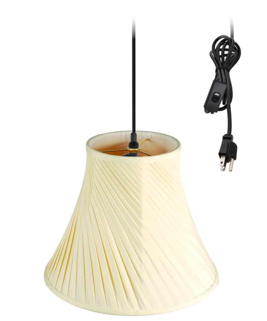 1-Light Plug In Swag Pendant Ceiling Light Eggshell Shade