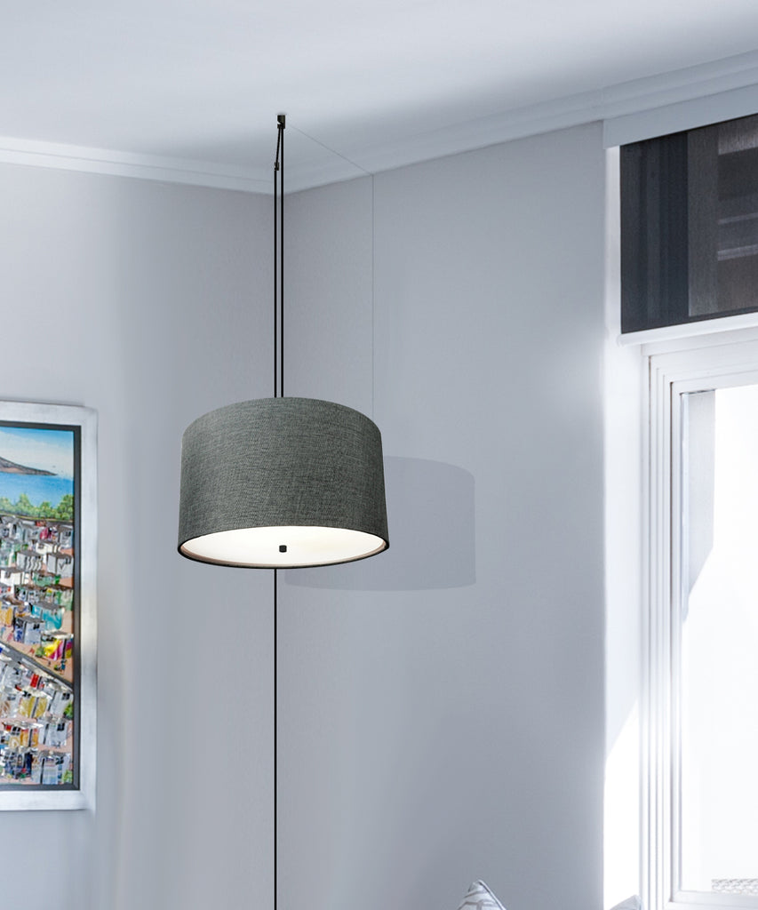2 Light Swag Plug-In Pendant 18"w Granite Gray with Diffuser, Black Cord