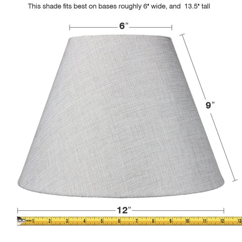 6x12x9 Slip Uno Fitter Hard Back Empire Lamp Shade - Khaki Burlap