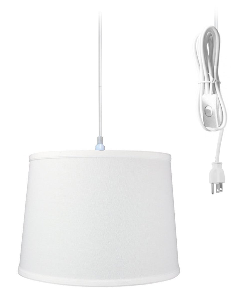 1-Light Plug In Swag Pendant Ceiling Light White Shade