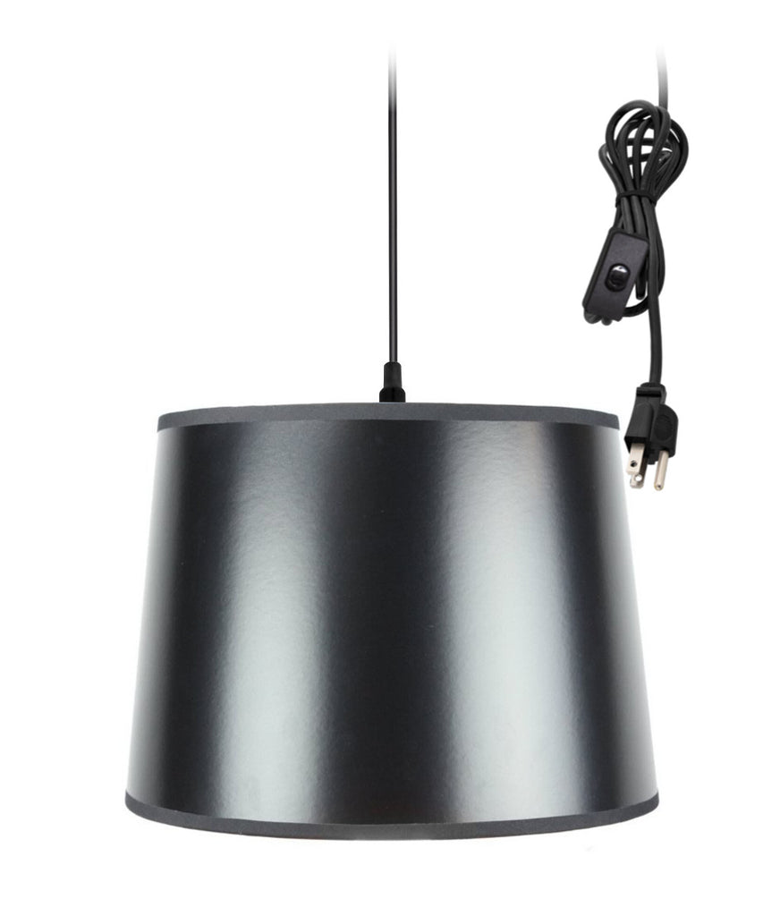 1-Light Plug In Swag Pendant Ceiling Light Black/Gold Shade