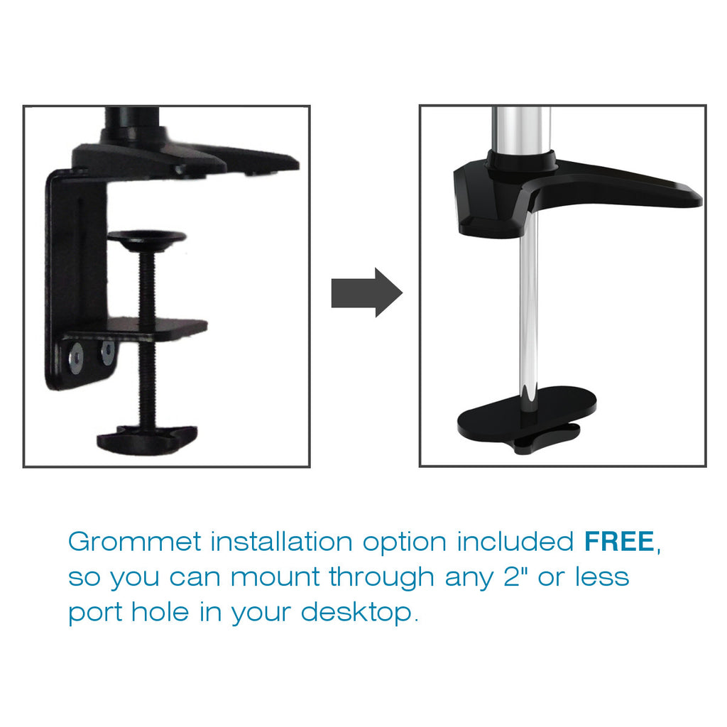 Sit-Stand Monitor Arm: Dual Air-Assist Arms Black