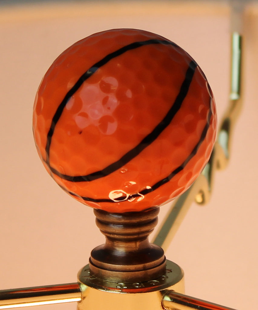 Basketball Lamp Finial, Orange with Black Lining 2.25"h