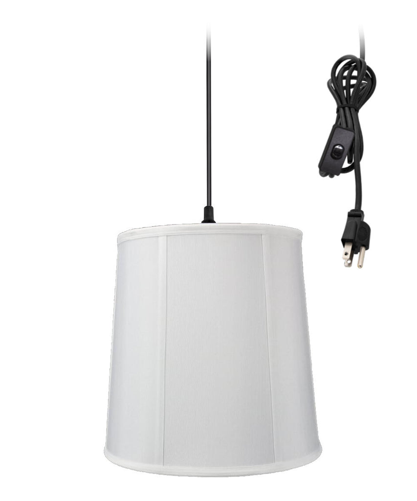 1-Light Plug In Swag Pendant Lamp White Shade