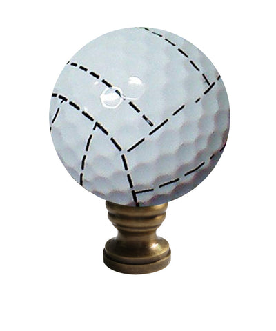 Volleyball Lamp Finial, White with Black Stripes, 2.25"h