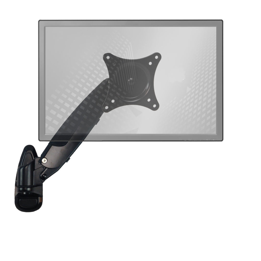 Sit-Stand Wall Mount Monitor Arm: Standard Single Screen Black