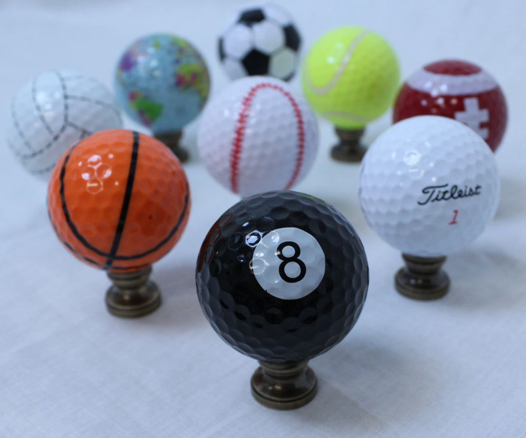 Eight-Ball Billiard Lamp Finial, Black, 2.25"h