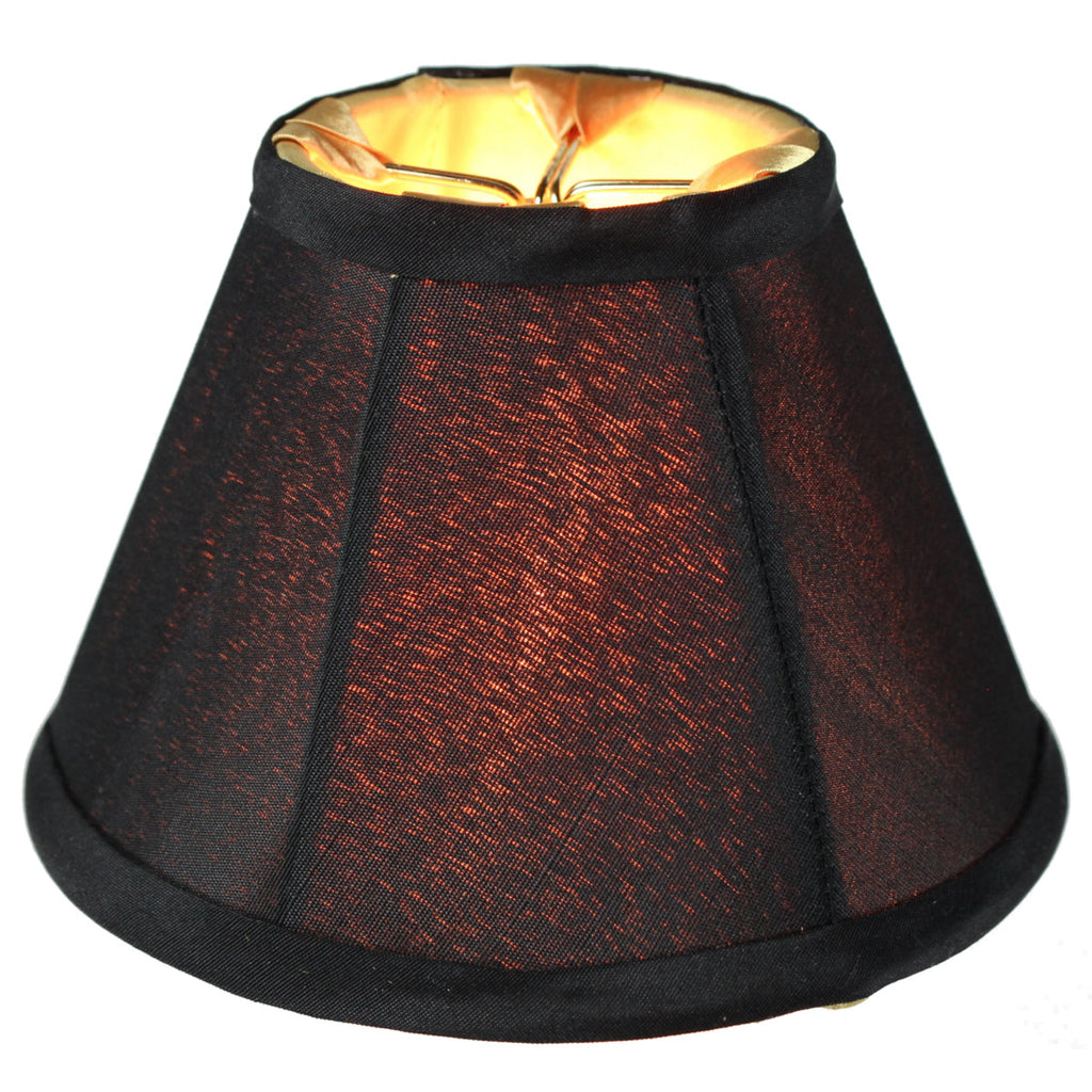 3x6x4 Candelabra Stretch Black With Gold Liner Clip-On Lampshade