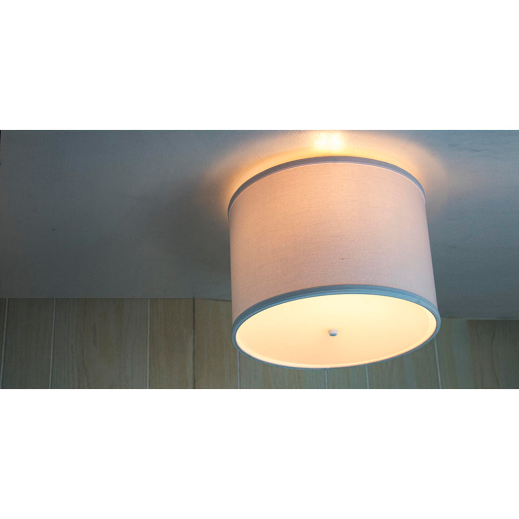 14" Moderne Flush Mount Conversion Kit - DIY Convert your dated Glass Ceiling Light to a Modern White Fabric Drum Lamp Shade with Diffuser by Home Concept 14"x14"x10"