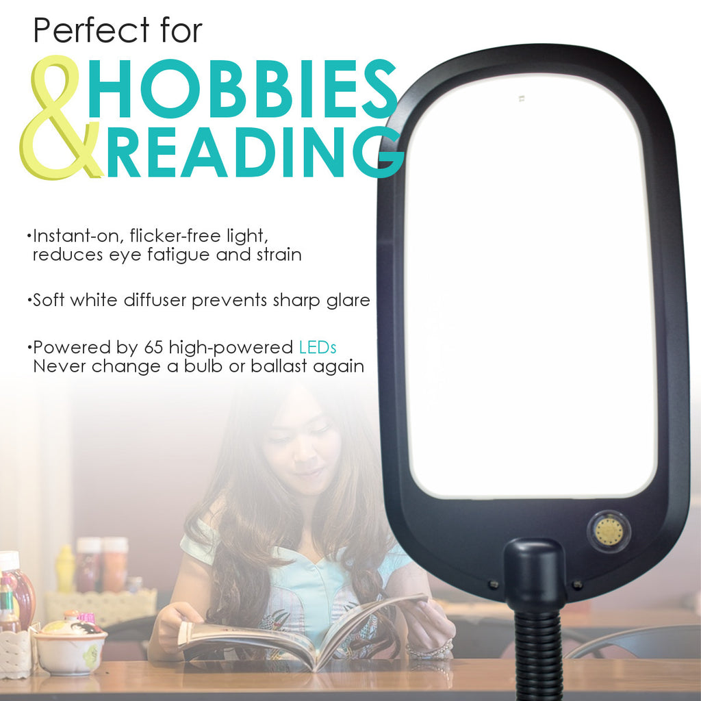 Slim Design LED Bright Reader Natural Daylight Full Spectrum Desk Lamp Black