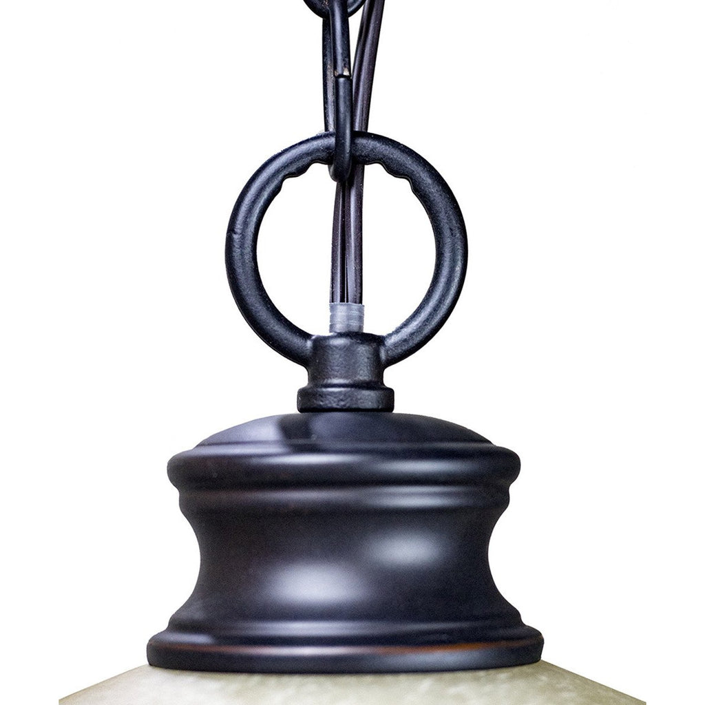 Plug In Swag Amber Glass Pendant Light, Bronze Finish