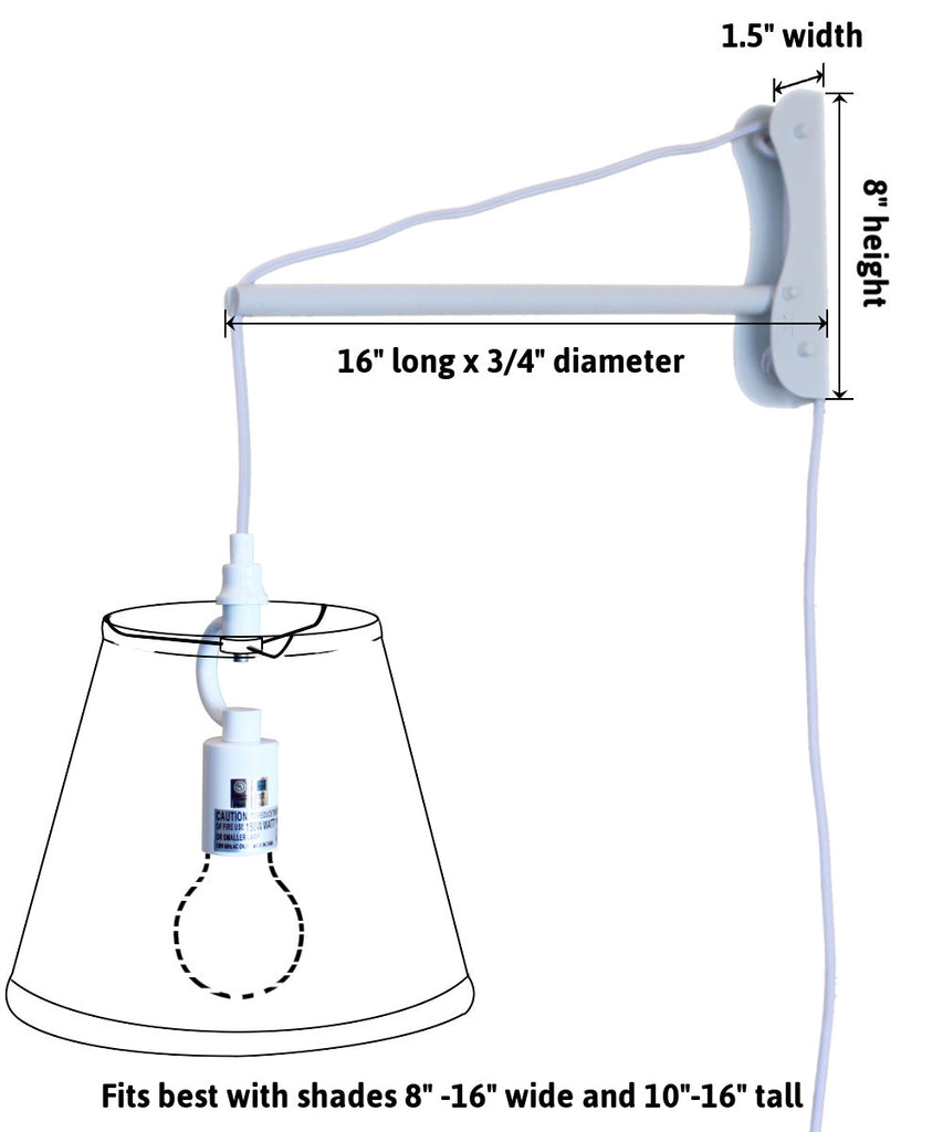 MAST Plug-In Wall Mount Pendant, 1 Light White Cord/Arm, Eggshell Shade 12x17x10
