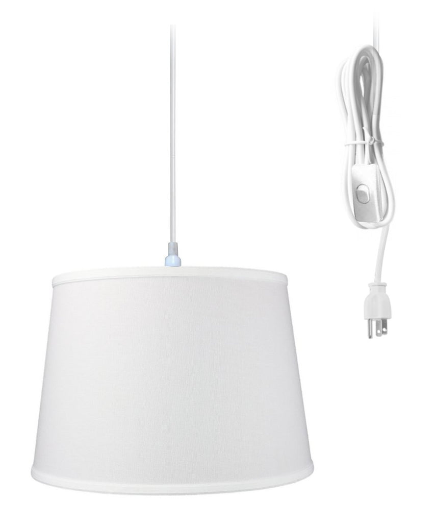 1-Light Plug In Swag Pendant Ceiling Light White Shade