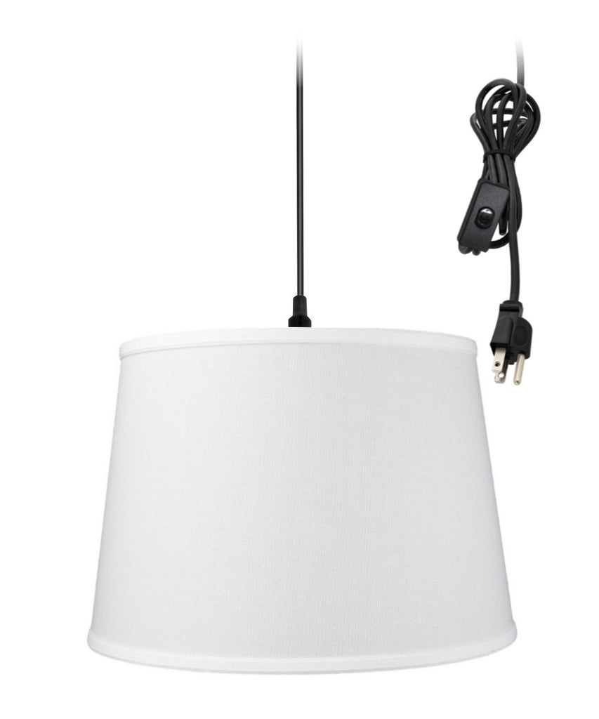 1-Light Plug In Swag Pendant Ceiling Light White Shade