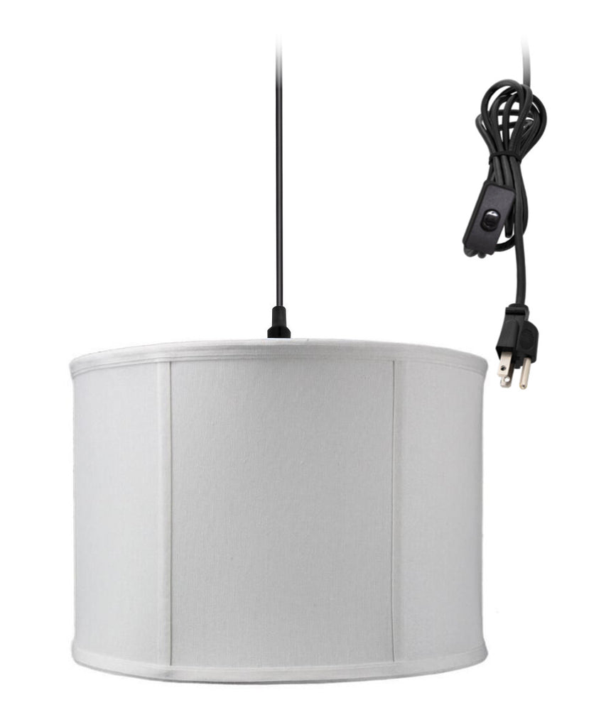 1-Light Plug In Swag Pendant Ceiling Light Light Oatmeal Shade