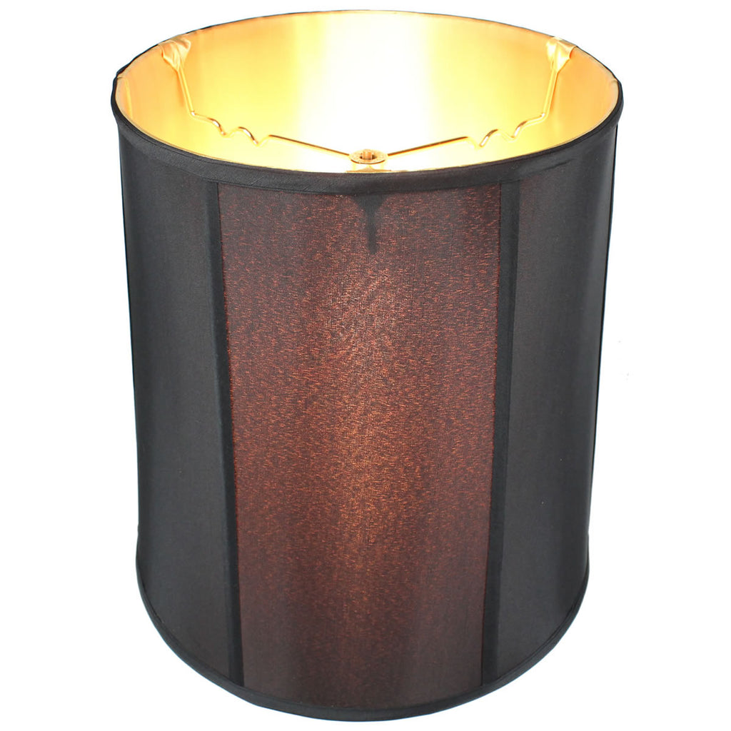 12x14x15 Black Fabric Drum lamp Shade with Gold Liner