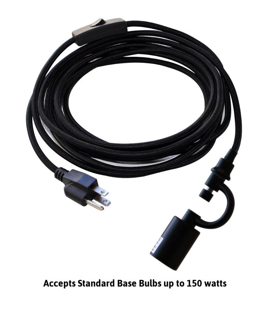 MAST Plug-In Wall Mount Pendant, 1 Light Black Cord/Arm, Textured Oatmeal Shade 12x14x10