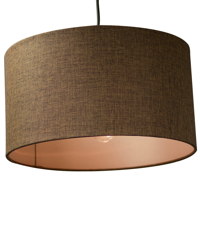 1-Light Plug In Swag Pendant Ceiling Light Chocolate Burlap Shade