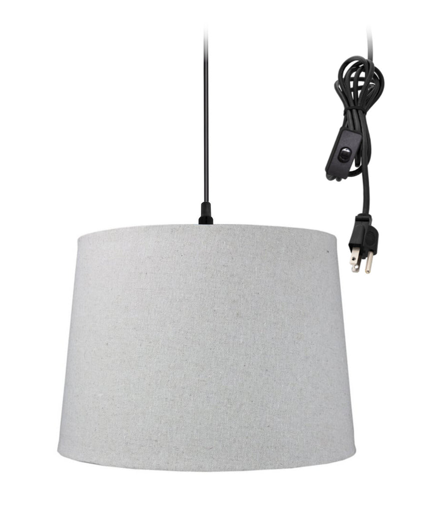 1-Light Plug In Swag Pendant Ceiling Light Sand Linen Shade