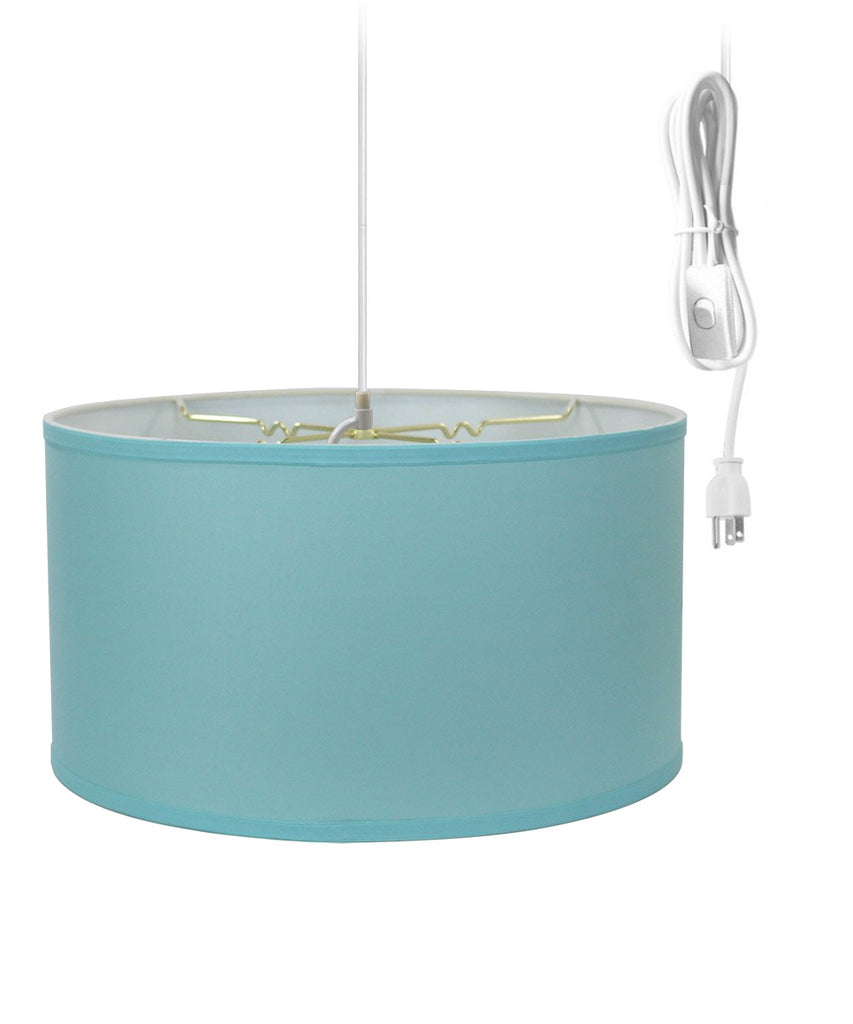 1-Light Plug In Swag Pendant Ceiling Light Island Paradise Blue Shade