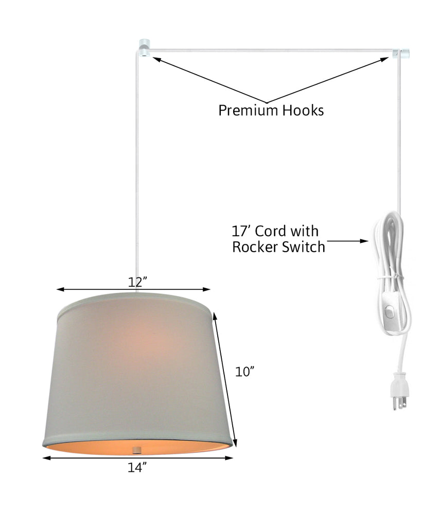 White Linen 2 Light Swag Plug-In Pendant with Diffuser