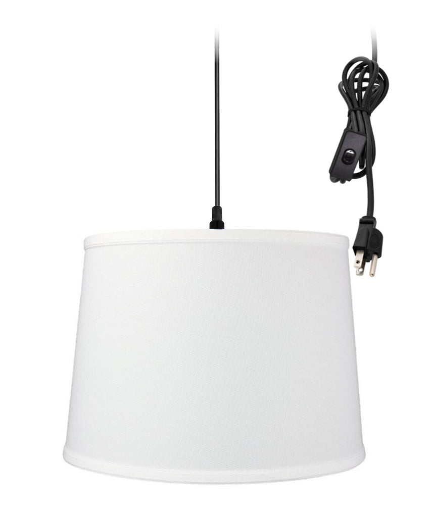 1-Light Plug In Swag Pendant Ceiling Light White Shade