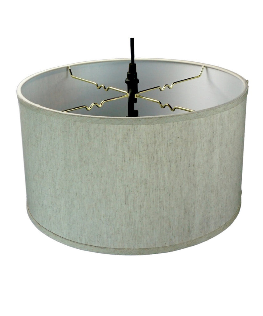 2 Light Swag Plug-In Pendant 18"w Textured Oatmeal with Diffuser, Black Cord