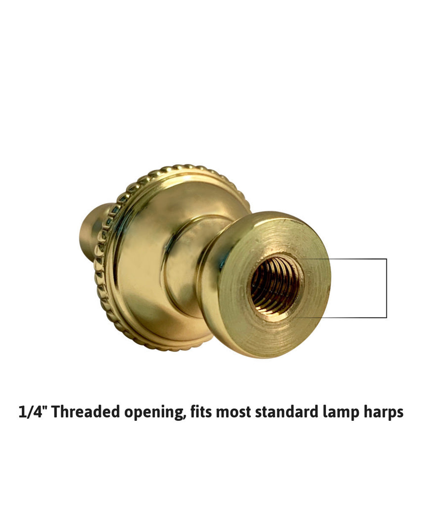 Beaded Knob Spire Lamp Finial Polished Brass 1.5"h