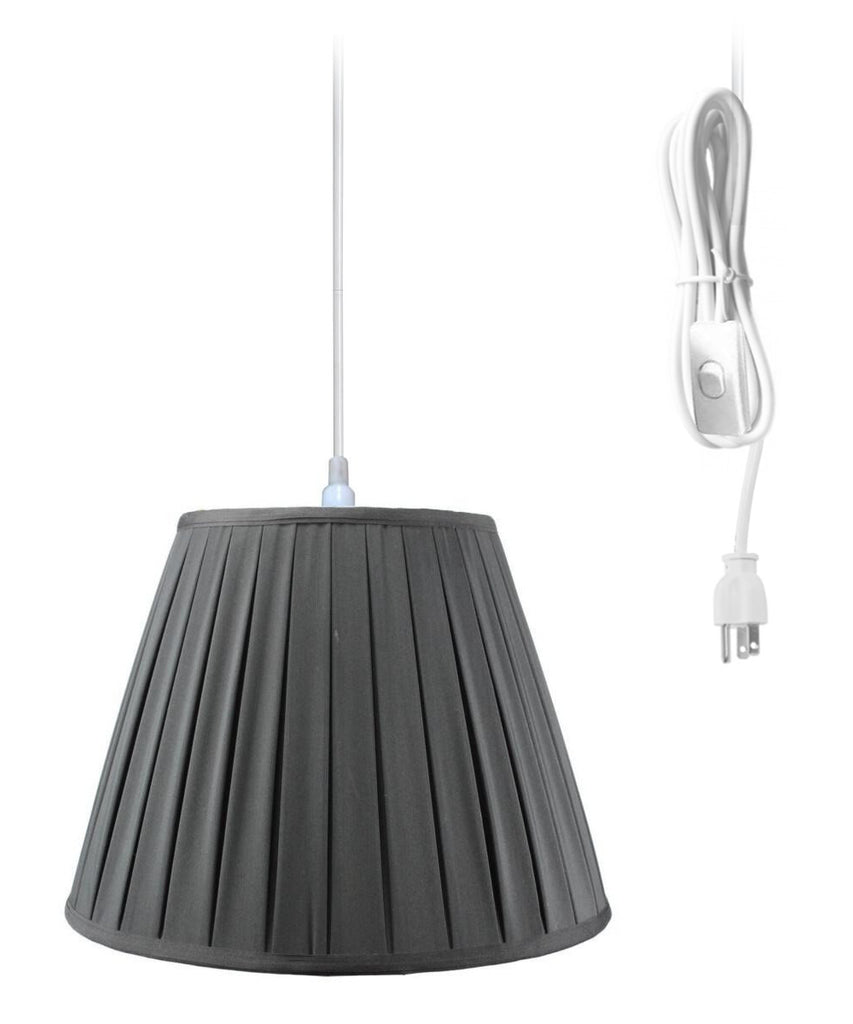 1-Light Plug In Swag Pendant Lamp Black Shade