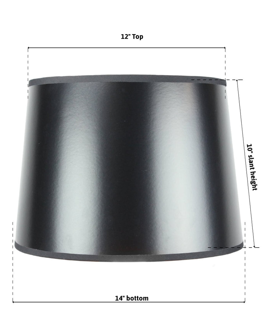 12x14x10 SLIP UNO FITTER Black Parchment Gold-Lined Drum Lampshade