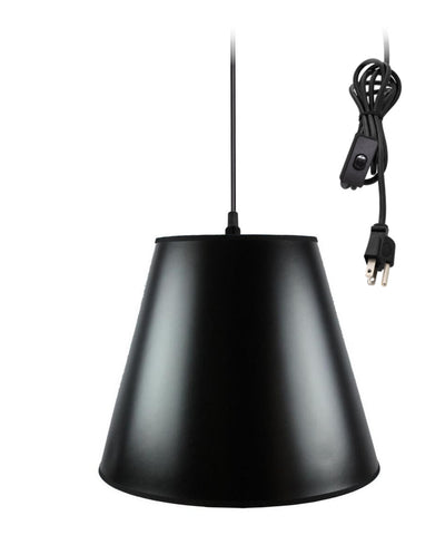 1-Light Plug In Swag Pendant Lamp Black/Gold Shade