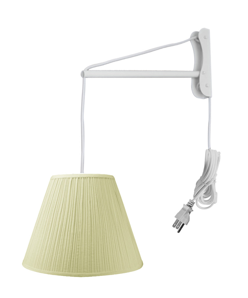 MAST Plug-In Wall Mount Pendant, 1 Light White Cord/Arm, Eggshell Shade 08x16x12